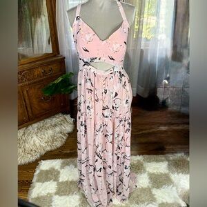 RACHEL Rachel Roy Pink and Black Floral Maxi Dress